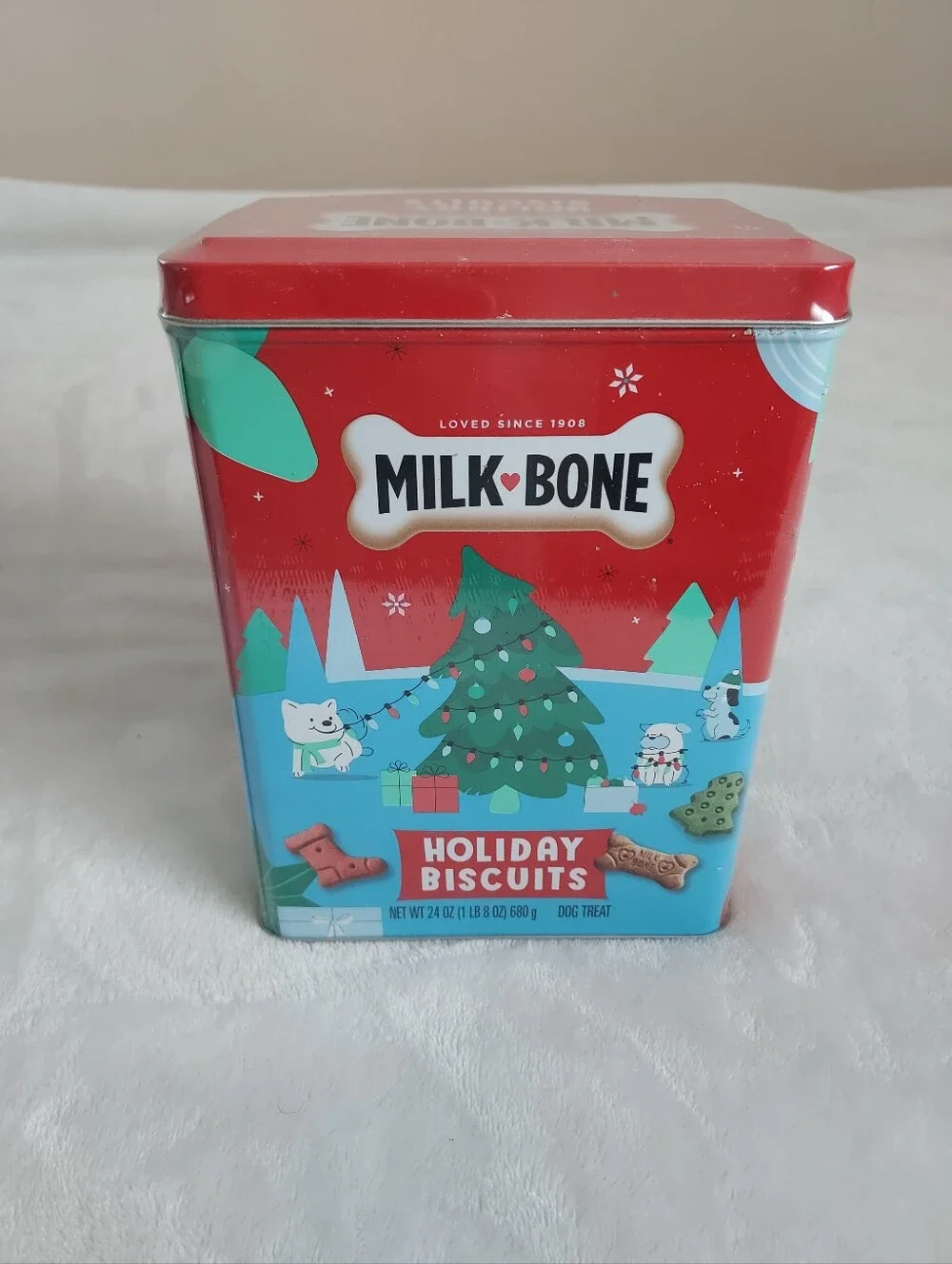 Milk Bones Ltd Edition Festive Holiday Tin Of Small Dog Treats Biscuits 24oz